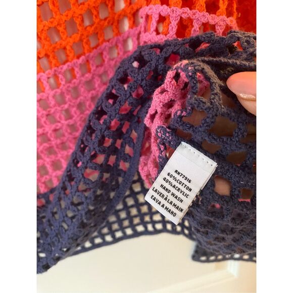 Anthropologie Maeve Crochet Long Sleeve OS Top/ Beach Cover Rainbow Boho Relaxed - Picture 8 of 10